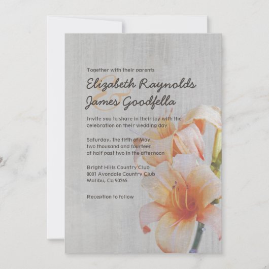 Vintage Tiger-Lilien, die Einladungen Wedding sind (Vorderseite)