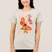 Vintage Tiger-Motte & Blumen Blumenmalerei Tri-Blend Shirt (Vorderseite)