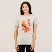 Vintage Tiger-Motte & Blumen Blumenmalerei Tri-Blend Shirt (Vorderseite voll)