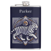 Vintage Tiger Navy Blau Flachmann (Vorderseite)