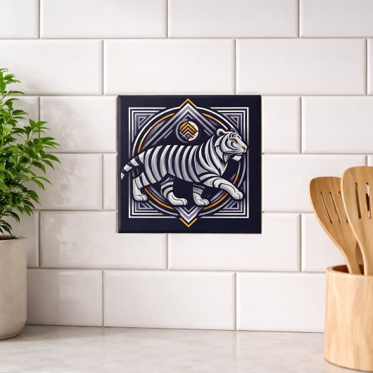 Vintage Tiger Navy Blau Fliese