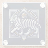 Vintage Tiger Navy Blau Glasuntersetzer (Rückseite)
