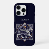 Vintage Tiger Navy Blau iPhone Hülle (Rückseite)
