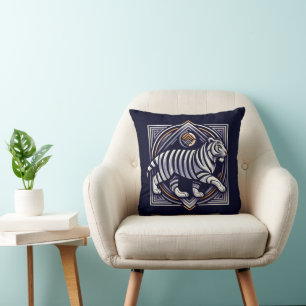 Vintage Tiger Navy Blau Kissen