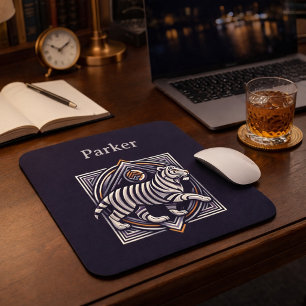 Vintage Tiger Navy Blau Mousepad