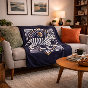 Vintage Tiger Navy Blau Sherpadecke