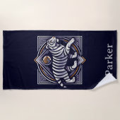 Vintage Tiger Navy Blau Strandtuch (Vorderseite)