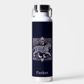 Vintage Tiger Navy Blau Trinkflasche (Vorne)