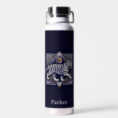 Vintage Tiger Navy Blau Trinkflasche (Rückseite)