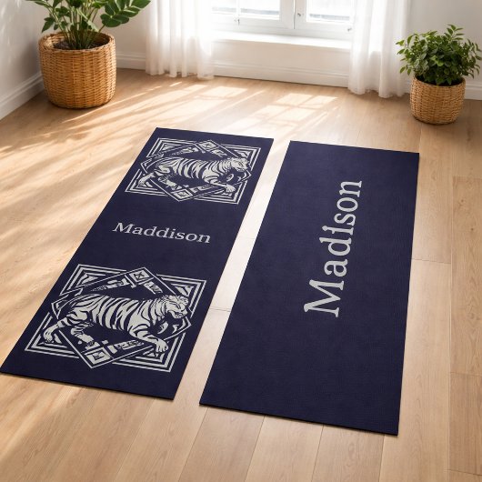 Vintage Tiger Navy Blau Yogamatte