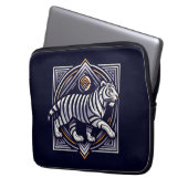 Vintage Tiger Navyblau Laptopschutzhülle (Vorderseite Links)