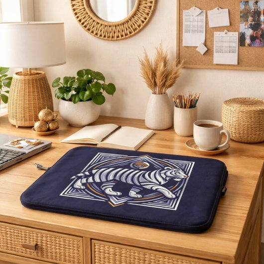 Vintage Tiger Navyblau Laptopschutzhülle