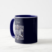 Vintage Tiger Navyblau Tasse (Vorderseite Links)