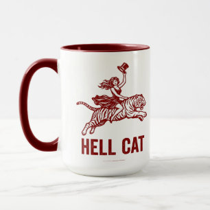 Vintage Tiger-Reiterin Höllenkatze Retro-Linolschn Tasse
