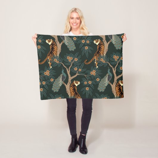 Vintage Tiger und Pfau Fleecedecke (Beispiel)
