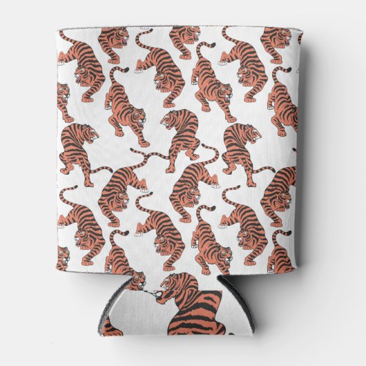 Vintage Tiger, von Hand gezeichnet nahtloses Muste Dosenkühler (Vorderseite)