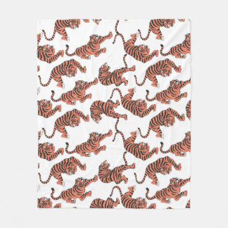 Vintage Tiger, von Hand gezeichnet nahtloses Muste Fleecedecke