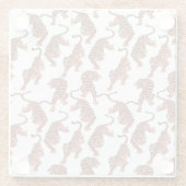 Vintage Tiger, von Hand gezeichnet nahtloses Muste Glasuntersetzer (Rückseite)