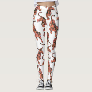 Vintage Tiger, von Hand gezeichnet nahtloses Muste Leggings