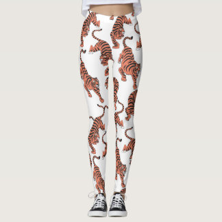Vintage Tiger, von Hand gezeichnet nahtloses Muste Leggings