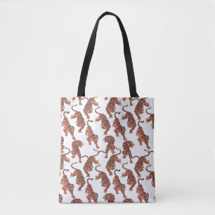 Vintage Tiger, von Hand gezeichnet nahtloses Muste Tasche