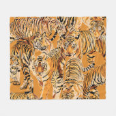 Vintage-Tigersafari-Wildlife-Muster Fleecedecke (Vorderseite (Horizontal))