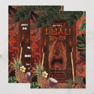 Vintage-Tiki-Aloha-Hawaiian-Luau-Geburtstagsfeier Einladung