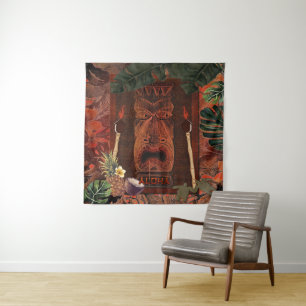 Vintage-Tiki-Aloha-Hawaiian-Luau-Party-Kulisse Wandteppich