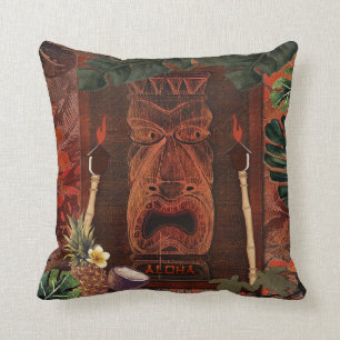 Vintage Tiki Aloha Hawaiianische Luau-Tropen Kissen