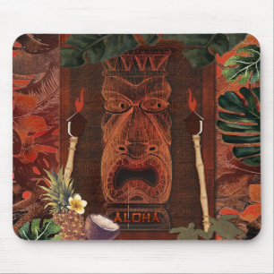 Vintage Tiki Aloha Hawaiianischer Rustikaler Tropi Mousepad