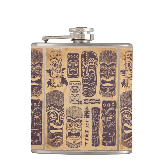 Vintage-Tiki-Set Flachmann (Vorderseite)