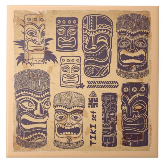 Vintage-Tiki-Set Fliese (Vorderseite)
