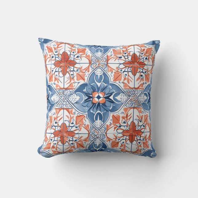 Vintage Tile floral Personalisiert Kissen (Vorderseite)