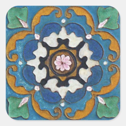Vintage Tile Quadratischer Aufkleber (Vorderseite)