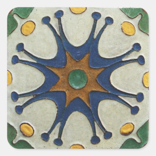 Vintage Tile Quadratischer Aufkleber (Vorderseite)