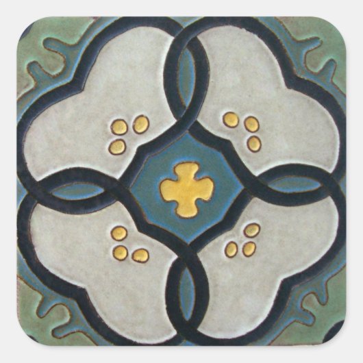 Vintage Tile Quadratischer Aufkleber (Vorderseite)