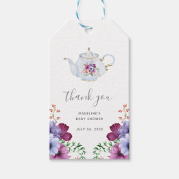 Vintage Time For Tea Florale Hochzeits-Dankeschön Geschenkanhänger