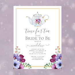 Vintage Time For Tea Florale Hochzeitsdusche-Postk Einladungspostkarte