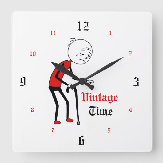 Vintage Time Quadratische Wanduhr (Vorderseite)