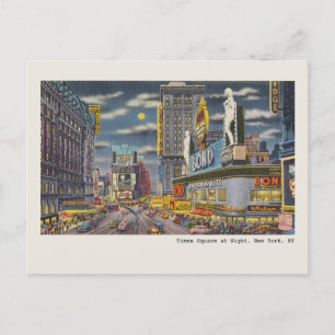 Vintage Times Square New York bei Nacht Postkarte