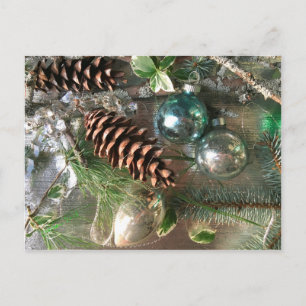 Vintage-TINSEL und Weihnachtsschmuck POSTKARTE