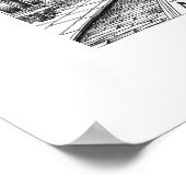 Vintage Tinte zeichnend zum damaligen Quadratzoll Poster (Ecke)