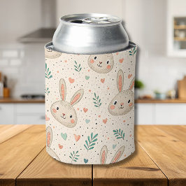 Vintage Tiny Bunny Faces with Roses Pattern Dosenkühler