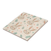 Vintage Tiny Bunny Faces with Roses Pattern Fliese (Seite)