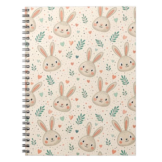 Vintage Tiny Bunny Faces with Roses Pattern Notizblock (Vorderseite)