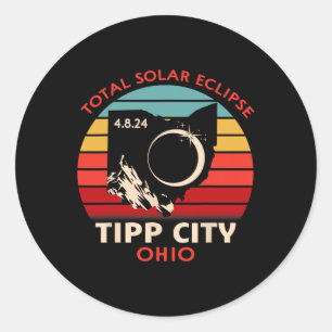 Vintage Tipp-Stadt Ohio Total Solar Eclipse 2024 Runder Aufkleber