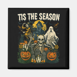 Vintage Tis the Season Halloween-Skelett-Geist Magnet