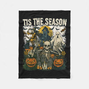 Vintage Tis The Season Halloween-Skelett-Geist Vi Fleecedecke
