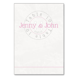 Vintage Tischkarte mit Spitzen- und Rosatinhalteru Tischnummer