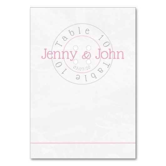 Vintage Tischkarte mit Spitzen- und Rosatinhalteru Tischnummer (Vorderseite)